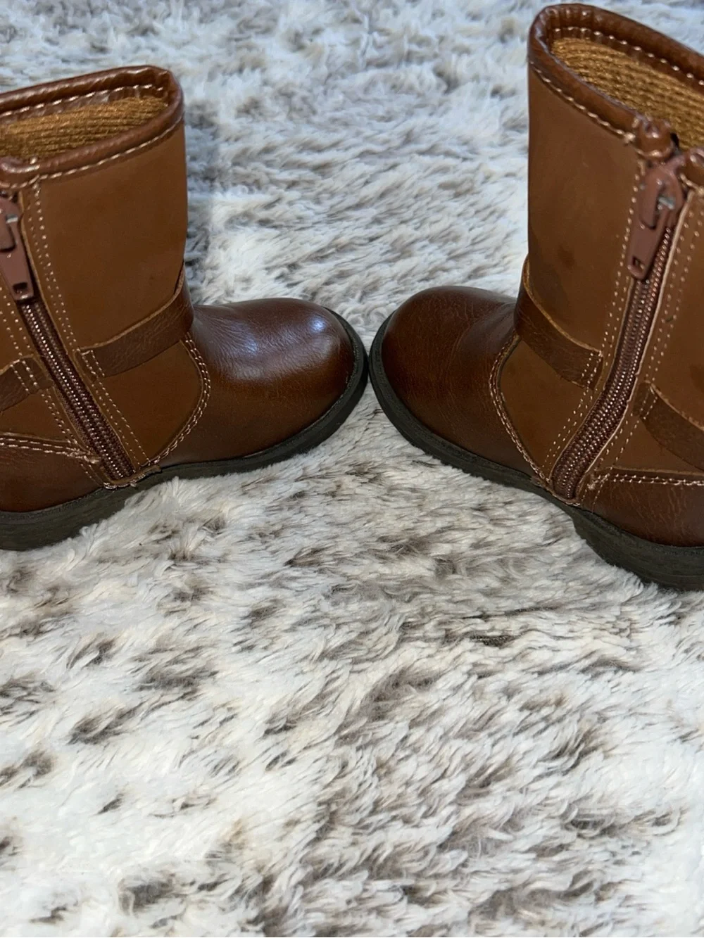 Carter's Girls Faux Leather Brown Riding Boots Size 5 Zip Up Shoes